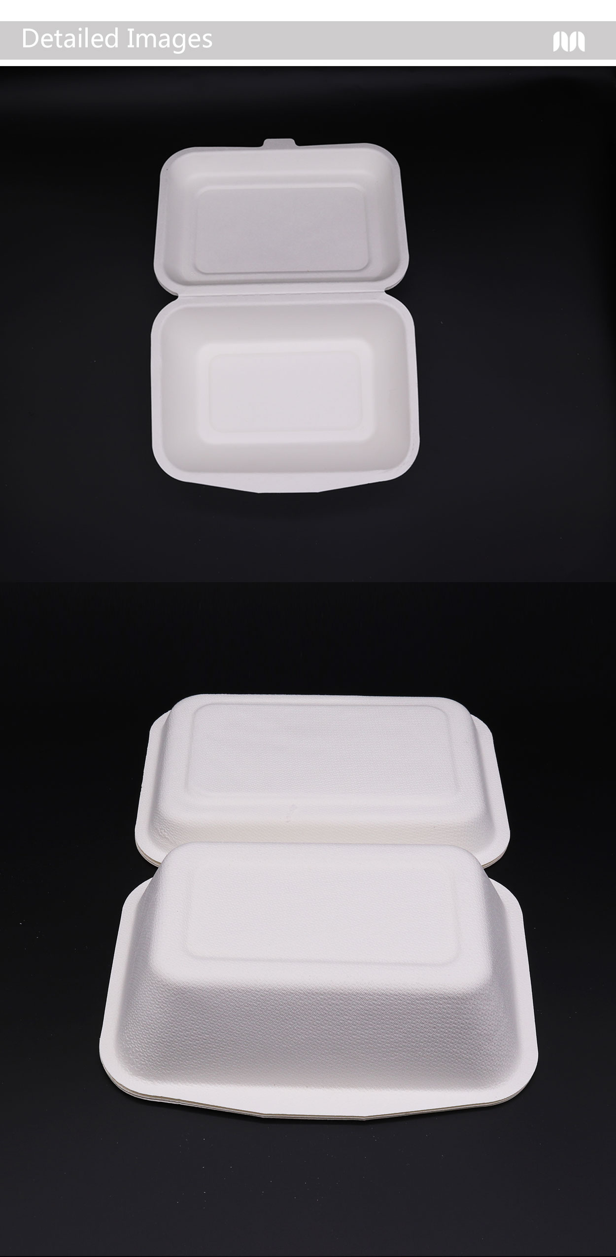 Biodegradable Disposable Sugarcane Bagasse Takeaway Food Container Packaging Clamshell Lunch Box Paperboard Accept B002 Hbmg