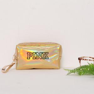 China Wholesale 4 Colors Pink Shiny PU Leather Cosmetic Wristlet Bag on sale