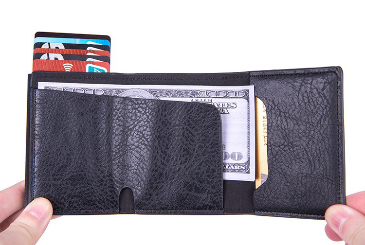Customized RFID Blocking PU Leather Aluminum Metal Wallet with Logo and Color Options