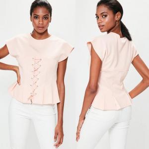 China Pink Corset Fitness Clothing T Shirt Women on sale