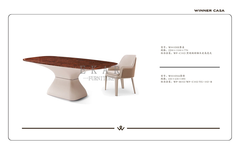 Modern Deluxe Dining Set Royal High Gloss 6 Seater Dining Table Set W001D1E