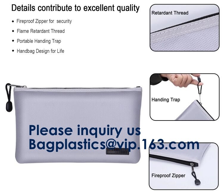 Oem Large Fireproof Cash Pouch Fireproof Bag For Documents Lipo Battery,Safe fireproof document bag,Fiberglass Waterproo