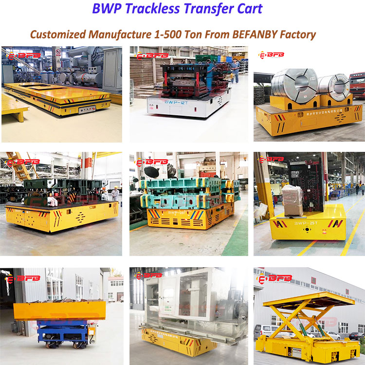 Omni Directional Motor Driven 30T Trackless Transfer Cart With Flat Table