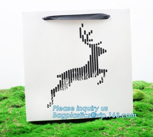Customized White Printed Kraft Paper Shopping Bag with Twisted Handles for Cat,vintage print inspired by our own Luxury