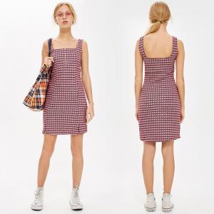 Quality Gingham Women Dress Mini Summer Tank Dresses Ladies wholesale