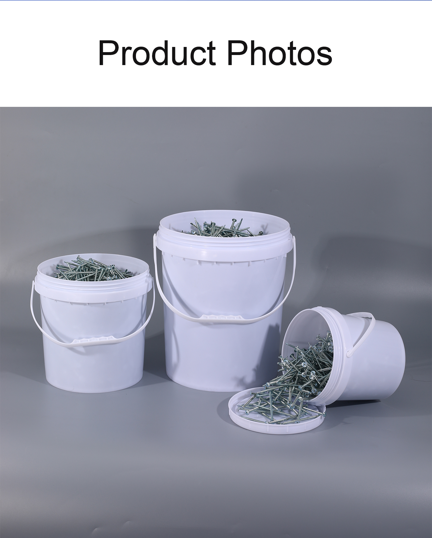PP Plastic Bucket Iron Handle Lid for Home Food Grade Transparent White Container