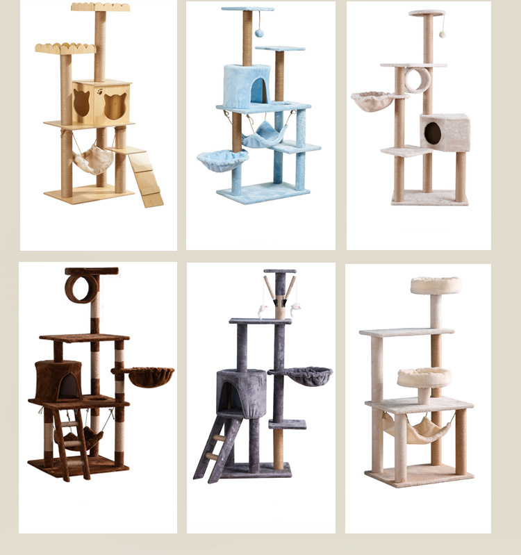 Multilayer Cat Climbing Tower SISAL MDF Cat Scratching Poles Trees
