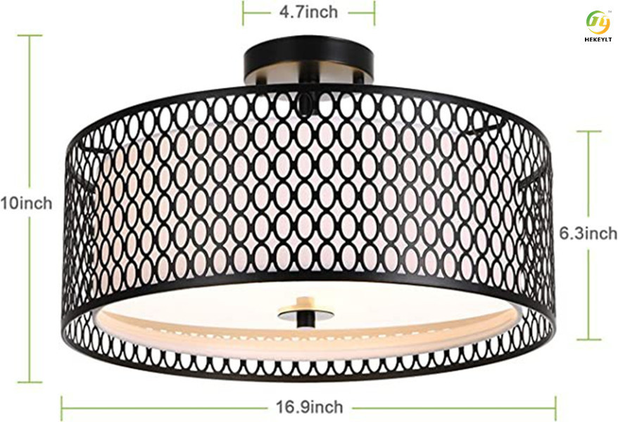 Retro Kitchen Bedroom Study Hallway Porch Iron Black Ceiling Lamp