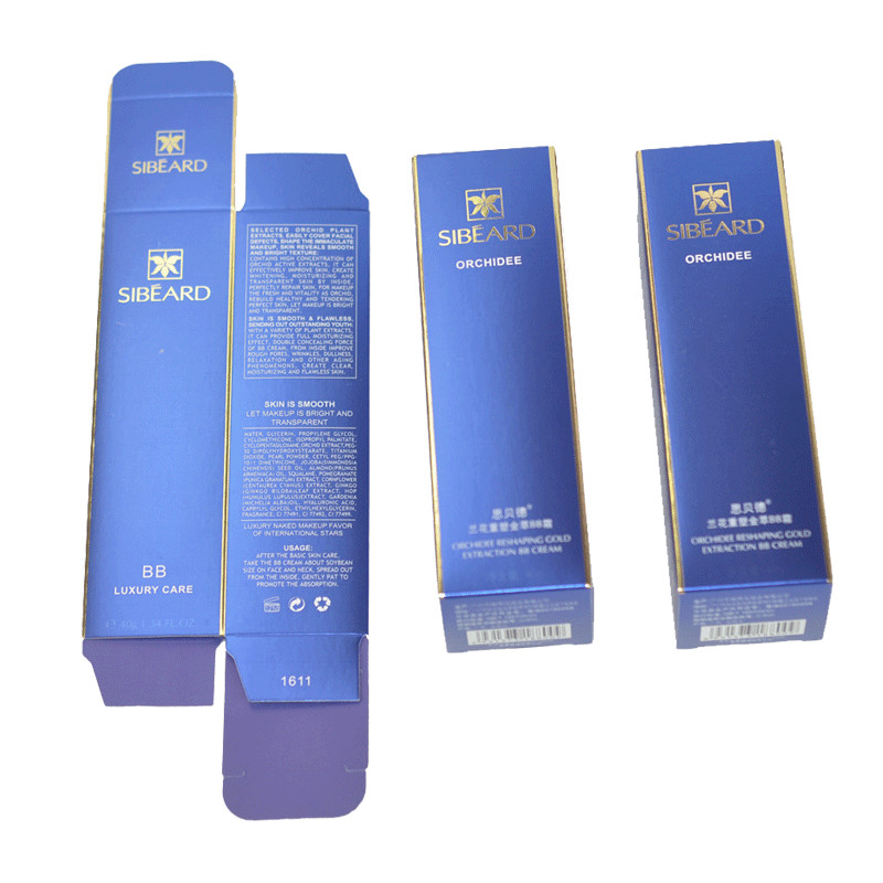 Custom UV Printing Sliver Cardboard Paper Packaging Skincare Box