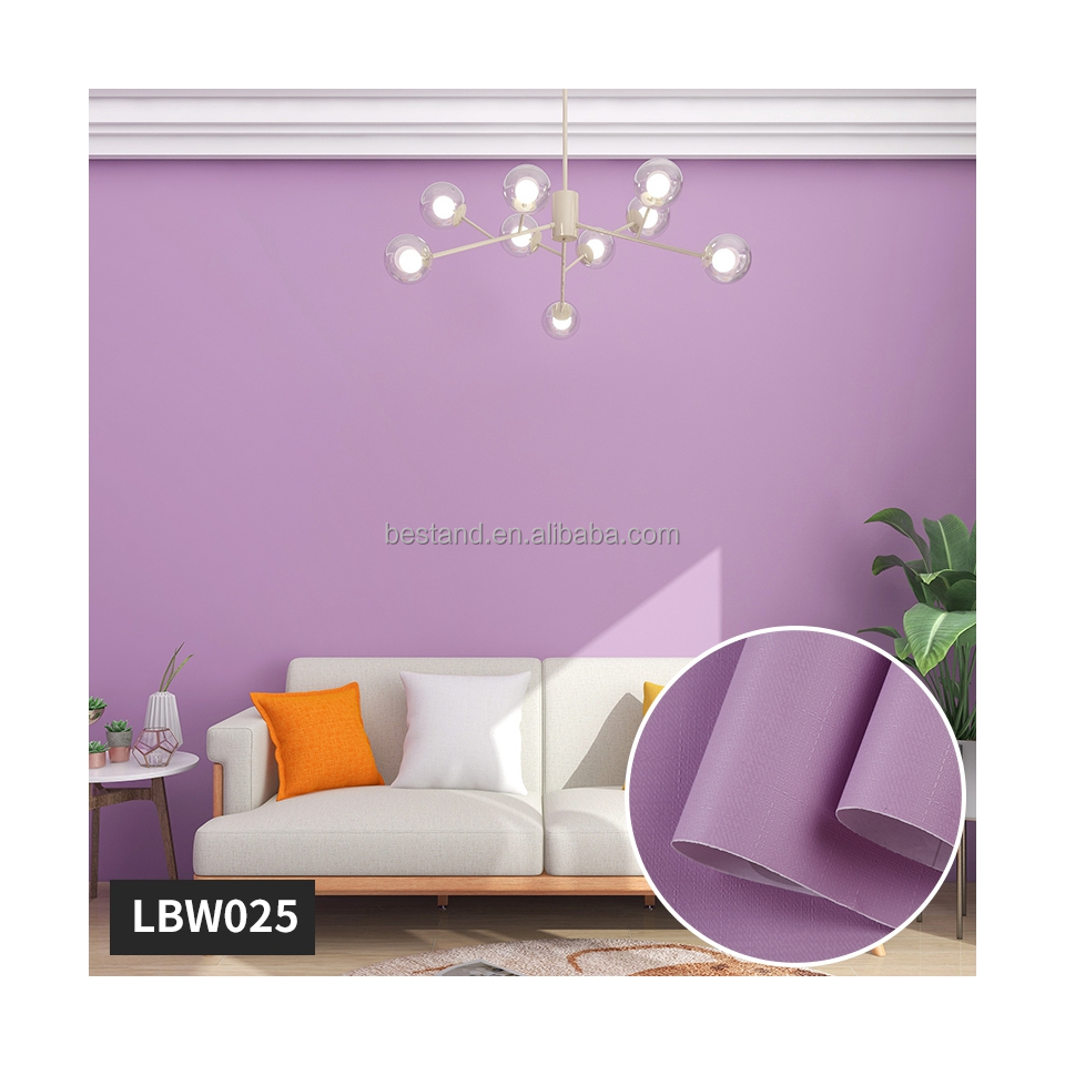 Matt Surface Removable Vinyl Wallpaper in Purple Peel and Stick Fabric Wallpaper for Modern Home Decoration