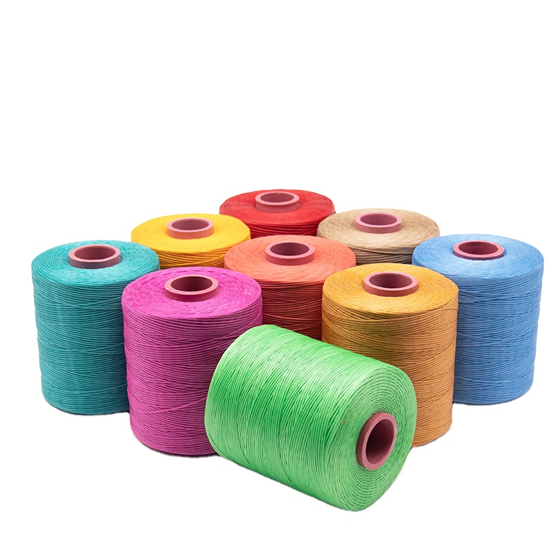 Weaving 0.8MM 100% Polyester Waxed Thread for Leather Sewing 210D/16 Flat Waxed Thread