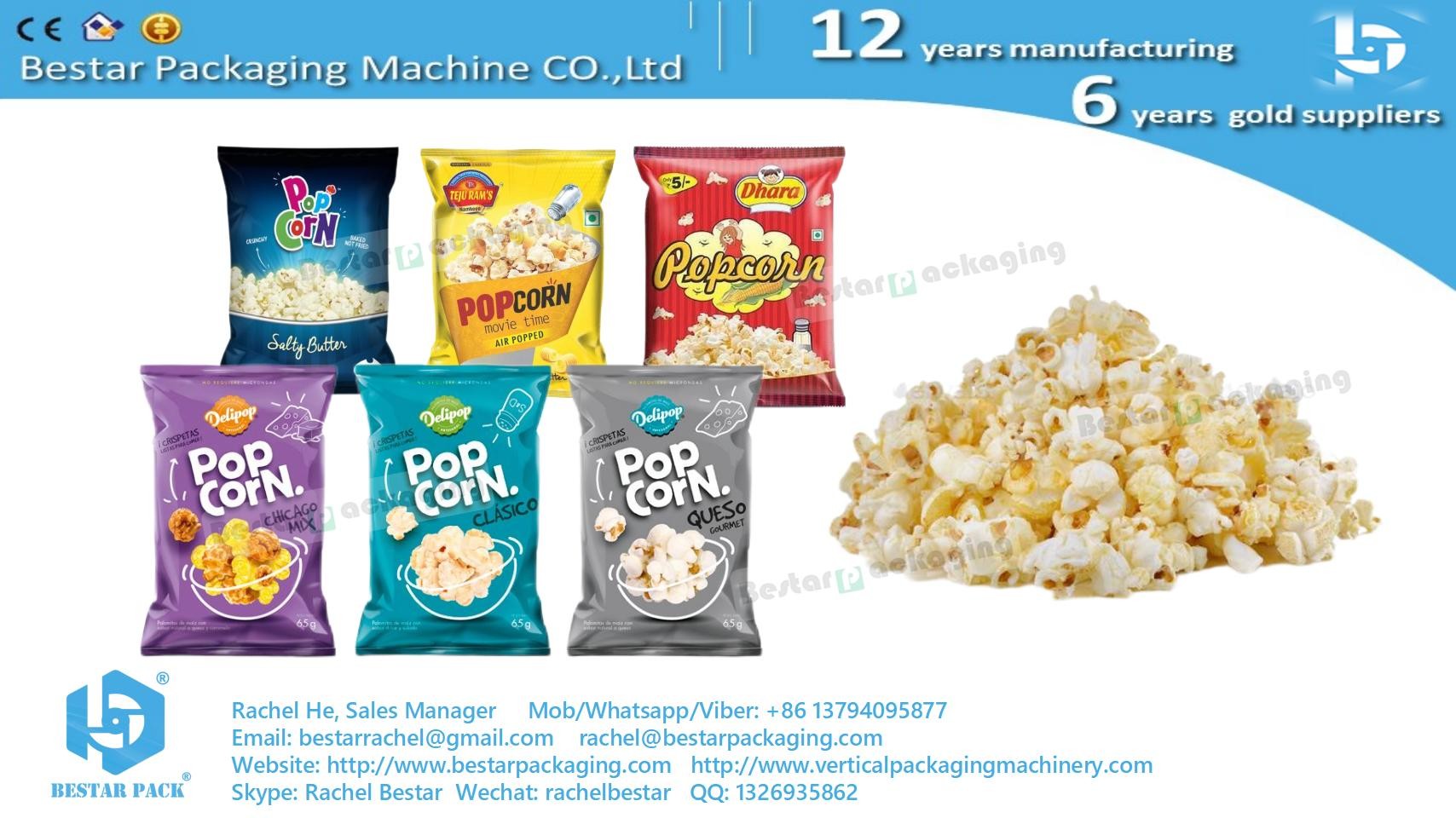 Automatic popcorn packing machine with multi heads weigher