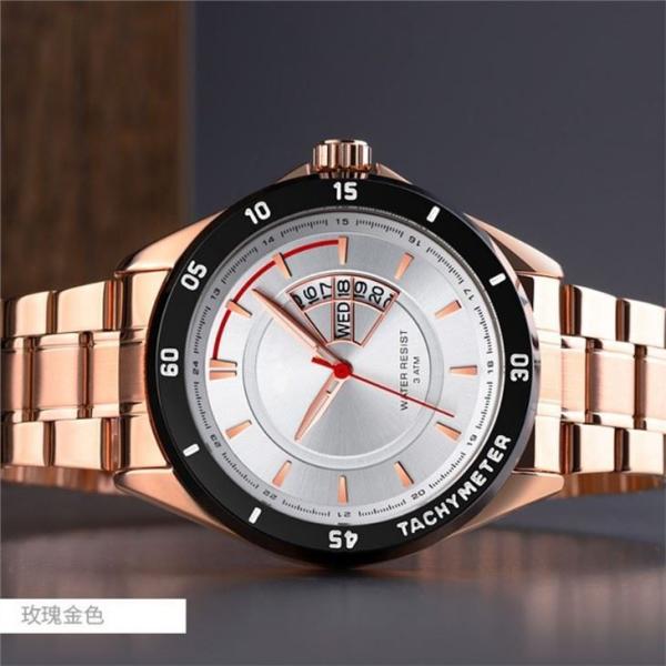 Calendar Stainless Steel Quartz Wrist Watch 220mm Bracelet Men Luxury