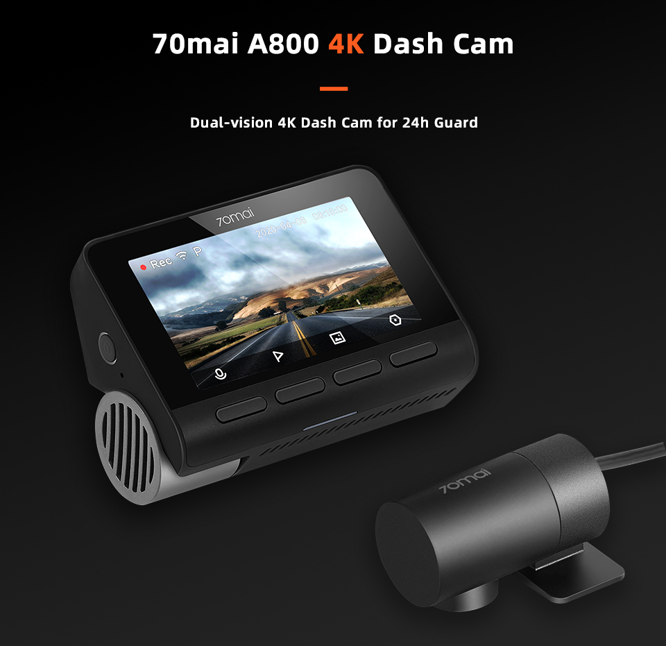 70mai Dash Cam 4K A800 Built-in GPS Cinema-quality Image 24H Parking 70mai 4K Car DVR Cam