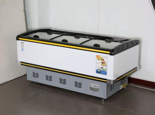 Horizontal island cabinet commercial direct cooling refrigeration and freeze