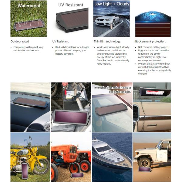 Portable Trickle Solar Charger Power Bank 1.8W 12V waterproof solar charging