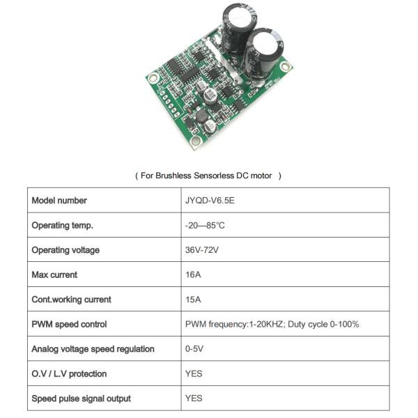 JUYI Brushless DC Motor Driver JYQD-V6.5E O.V / L.V Protection PWM Frequency 1-20KHZ