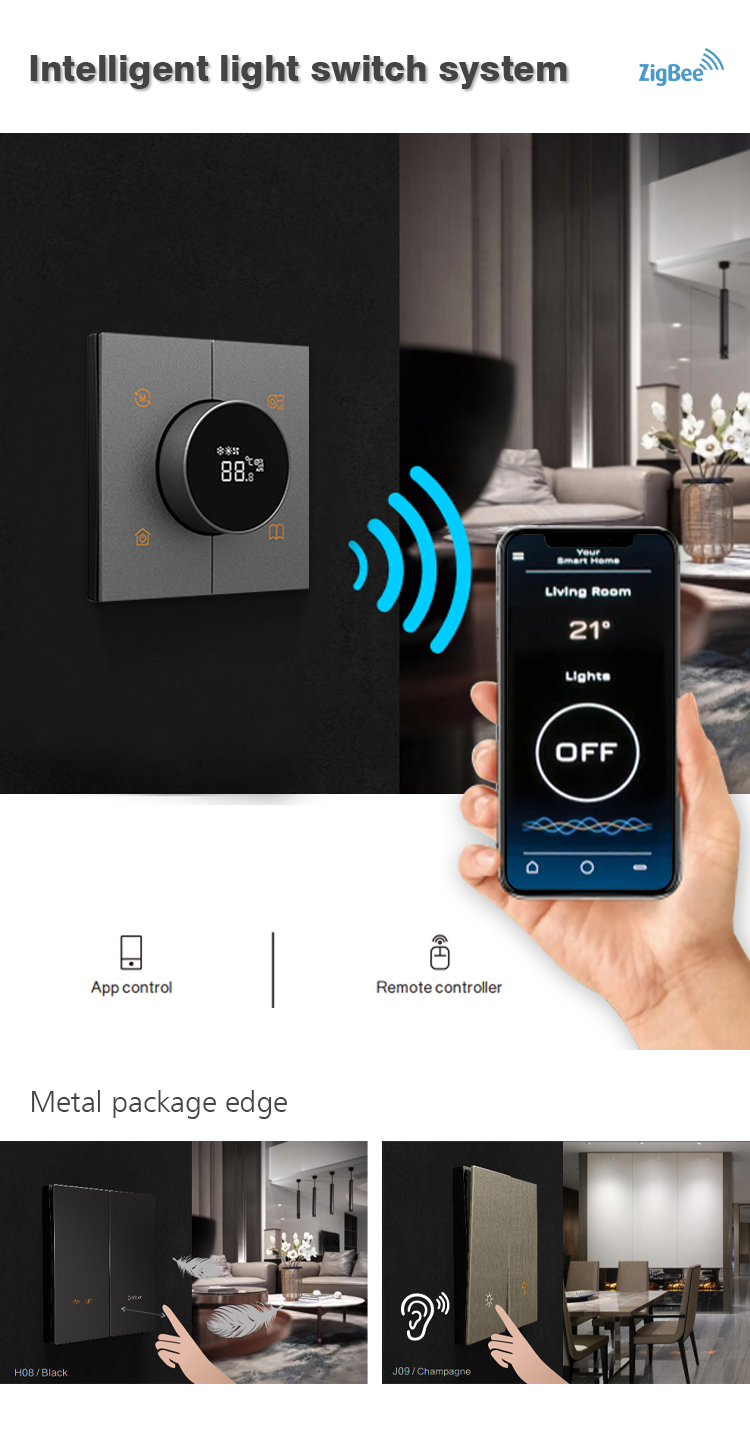 Wireless Tuya Thermostat Zigbee Aluminum Aloy Panel 86mm*86mm