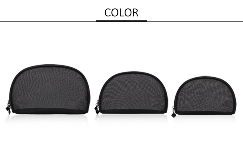 See Through Half Moon Shape Mesh Cosmetic Makeup Bag