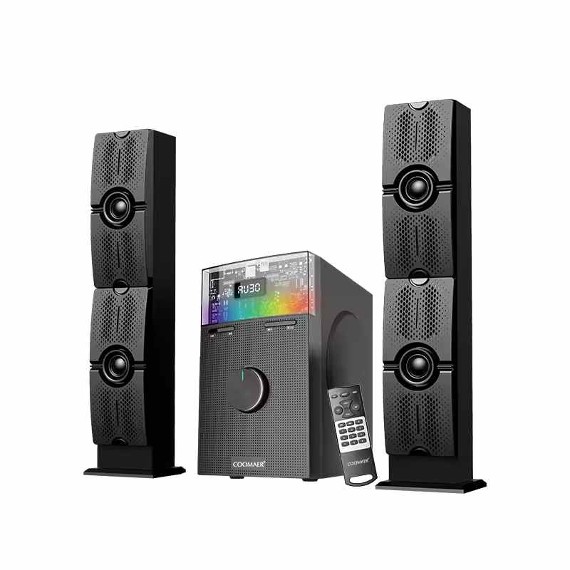 Home Kit Multimedia Computer RGB Speaker 2.1 Subwoofer with ABS Plastic MDF Wooden Box