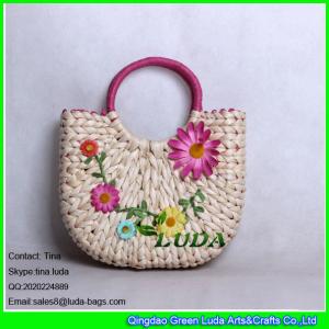 China LUDA flower straw handbag handmade cornhusk straw hobo handbag on sale