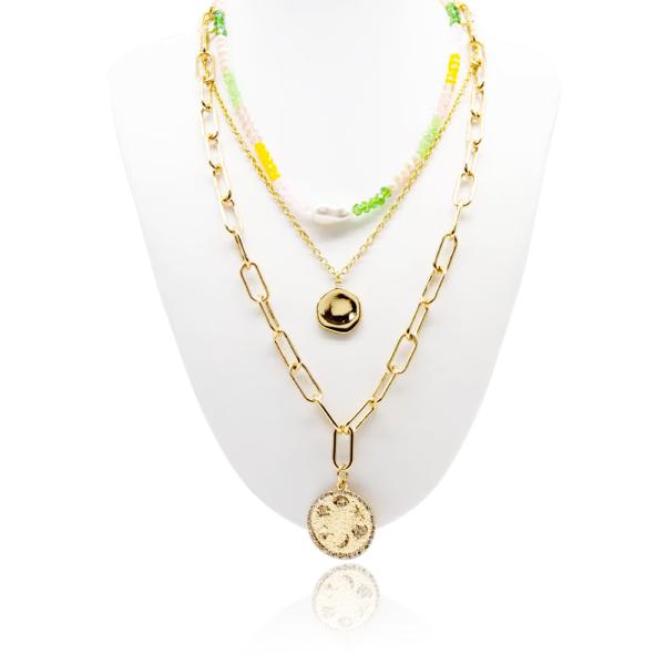 Fashion Gold Necklace Jewelry Sets with Acrylic Pear Beads Necklace for Women