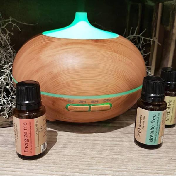 300ml Ultrasonic Perfume Wooden Aroma Humidifier Night Light Essential Oil Diffuser