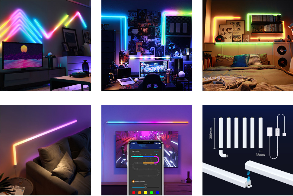 RGB APP Control Wall Mounted Light Bar Waterproof IP65 For Home Decor