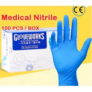 Quality Blue Medical Safety Gloves , Disposable Nitrile Powder Free Examination Gloves wholesale