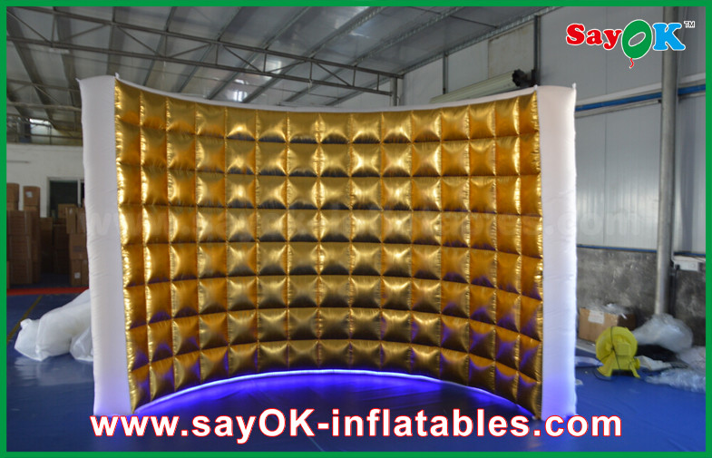 Party Wall LED Golden / Silver Wedding White Inflatable Wall Oxford Cloth Inflatable Photo Booth