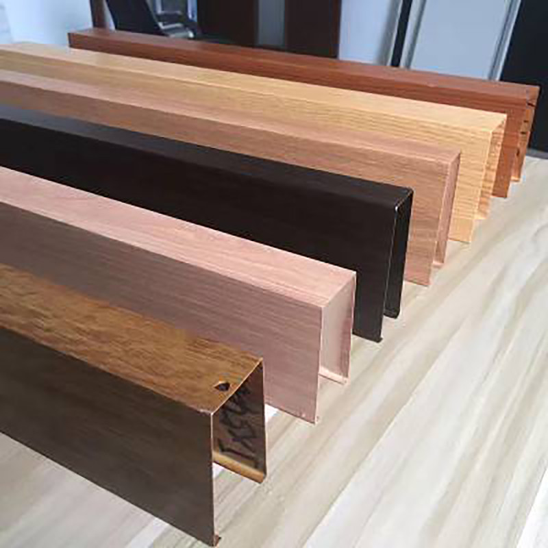 Netted Mahogany Grain Color metal Baffle Ceiling U Shaped