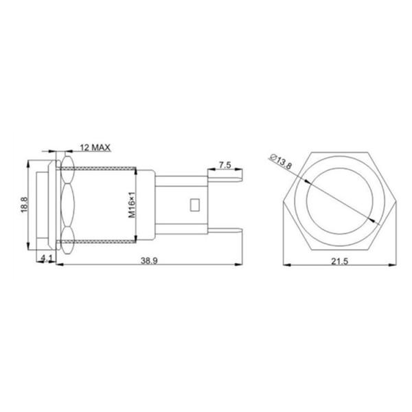 High Current Flat Head Momentary 10A Push Button Switch