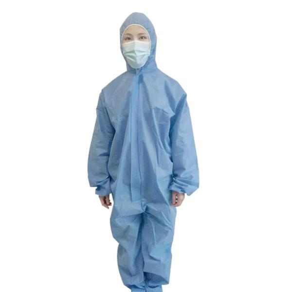 Blue S-2XL Safety Disposable Protective Coverall Clothing SMS Medical Coverall Suit