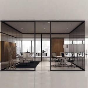 Quality Scratch Resistant Office Glass Wall Partitions Aluminum Alloy Frame Flat Curved wholesale