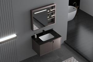 Quality Mirrored Bathroom Vanity Units , Aluminium Single Sink Corner Vanity wholesale