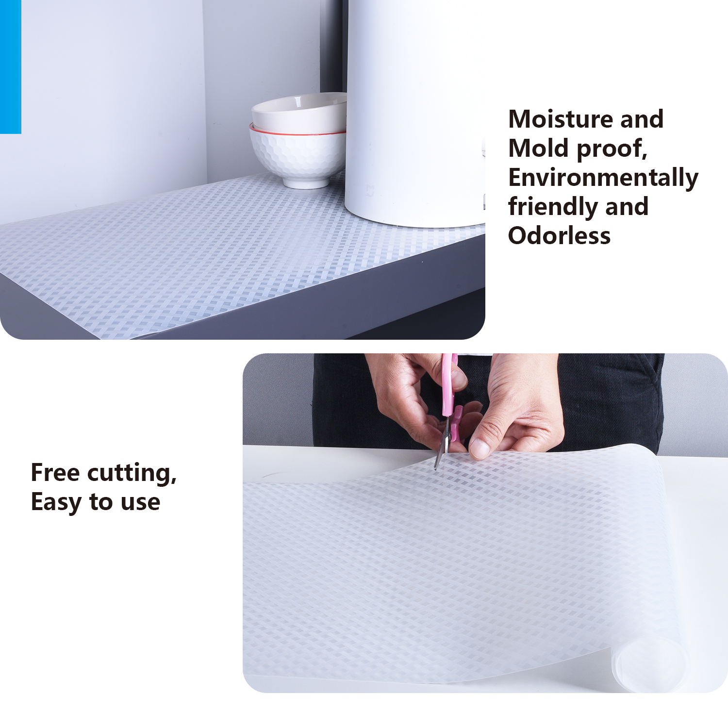 Multi-functional Plastic Refrigerator Mats 4 Pcs Eva Liners for Fridge Drawers and Shelves