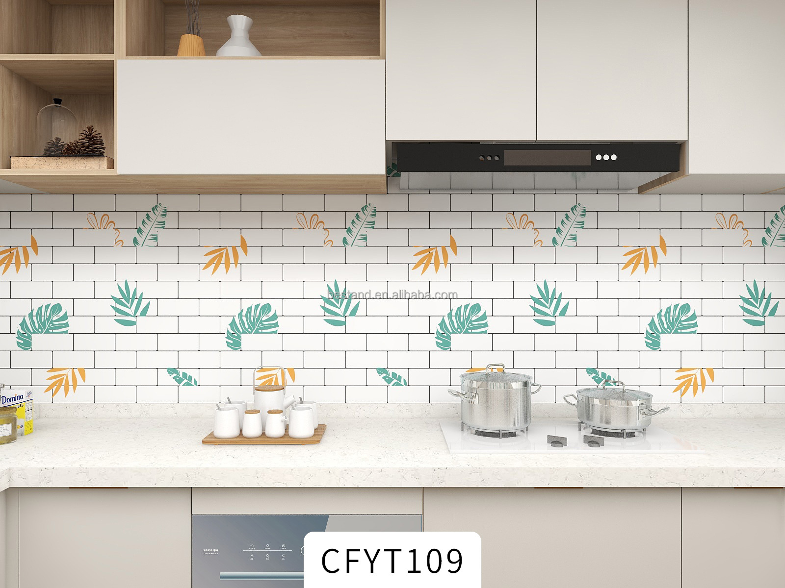 Soundproof Kitchen Stickers High Temperature Paste Self-Adhesive Wall Paper Waterproof Home Deco Foil for Bathroom and Kitchen