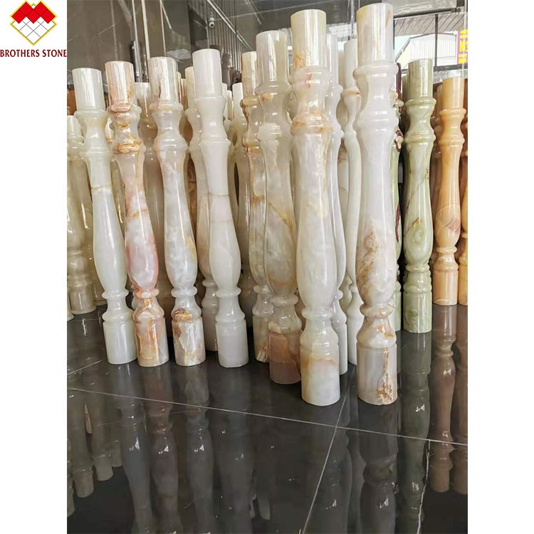 Standard or Customized Size White Onyx Marble Alabaster Stair Baluster for Luxury Homes