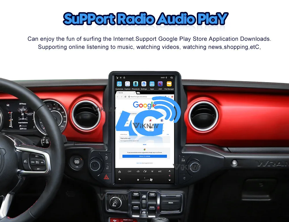 Tesla Style Wrangler Jeep Radio Upgrade 2018-2021 Carplay Head Unit Stereo Replacement