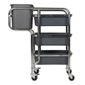 Quality 3 Tier Stainless Steel Trolley Hotel Cleaning Supplies 3 Tier Service Trolley wholesale