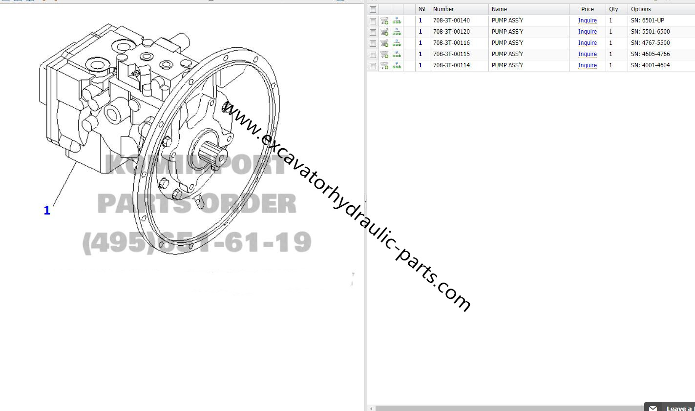 PC78US-6 Komatsu Hydraulic Pump , 708-3T-00140 708-3T-00116 PC78MR-6 Main Hydraulic Pump