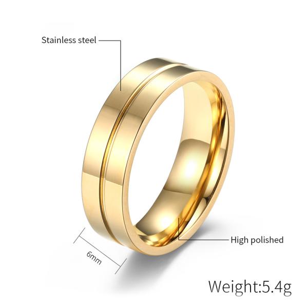 Men Women Gold Stainless Steel Ring 3A Zicron Wedding Engagement Diamond Rings