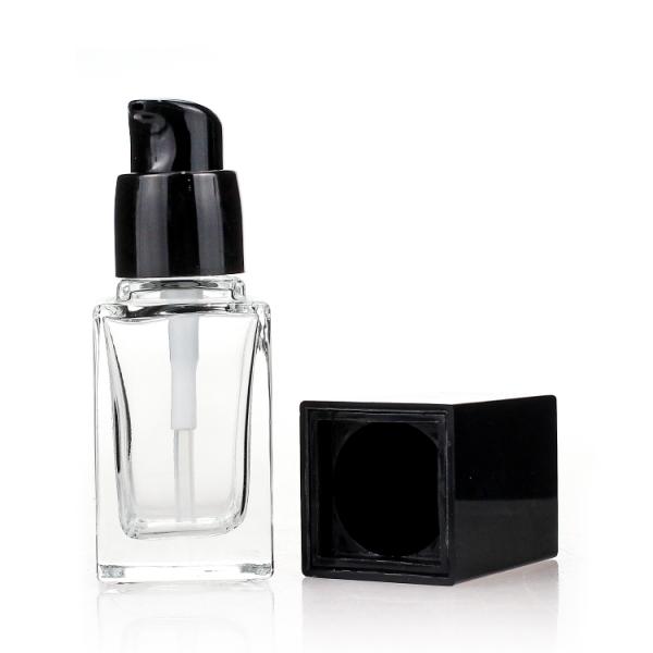 Packaging 25ml Liquid Foundation Bottles Glass Square With lotion pump