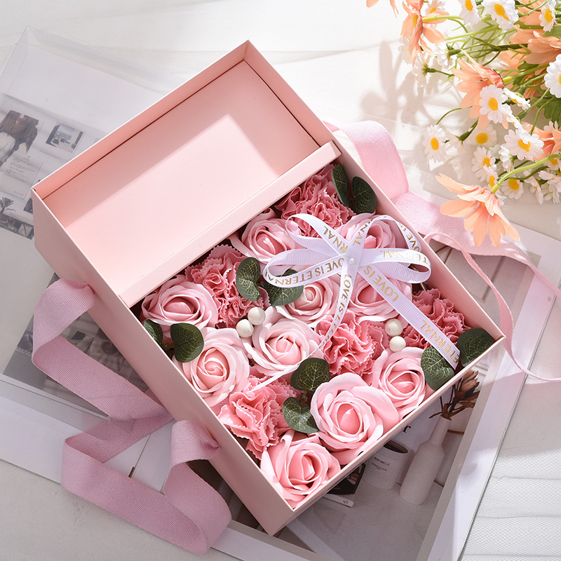 Custom Luxury Rigiding Portable Flower Gift Box With Ribbon Other Gift Craft Recyclable