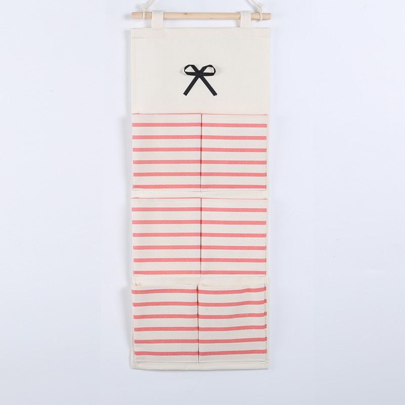 Puting hanging storage bag pockets organizer door wall chest holder customized red blue stripe