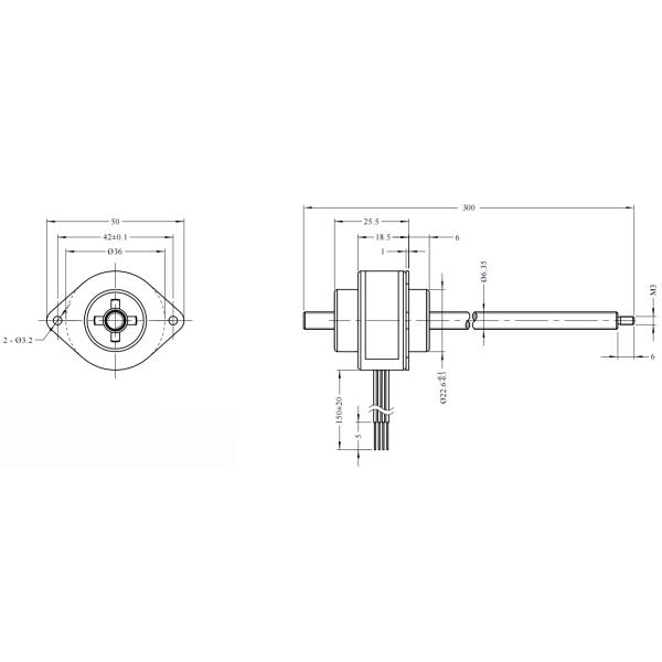 Through Shaft 12V 36mm Linear Stepper Motor 15 Degree Step Angle
