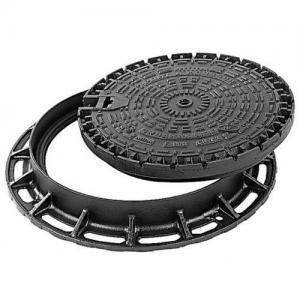 Quality 500mm Round Cast Iron Manhole Cover Black Iron / Ductile Iron Frame wholesale