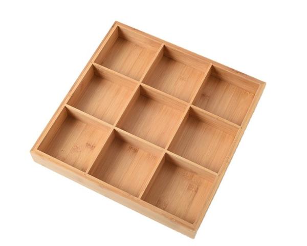Wooden nine compartment dinner plate Bamboo custom Multifunctional food dinner
