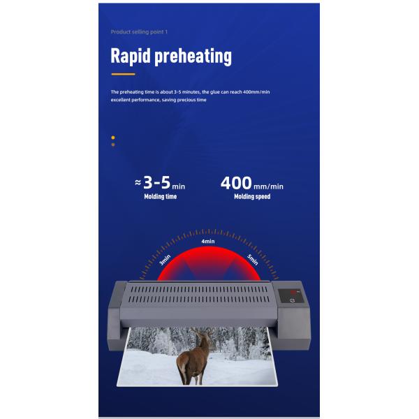 Touch Control A3 Thermal Pouch Laminator 2 Rollers 700W for Cold and Hot Lamination