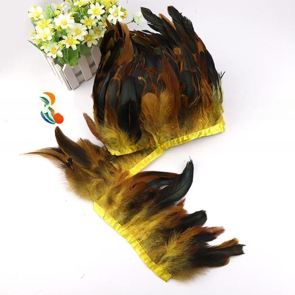 Event Party Supplies Rooster Coque Feather Fringe Trim with Satin Ribbon